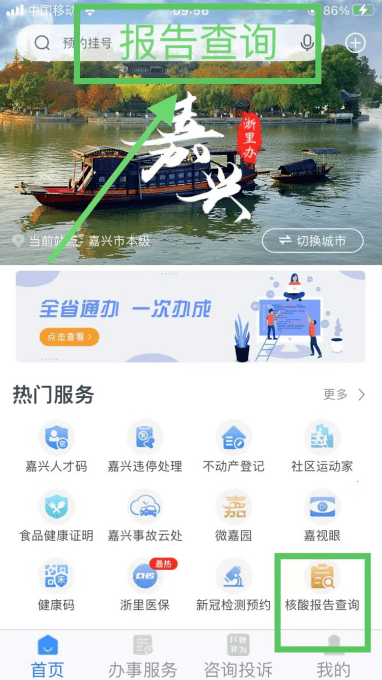 浙里办怎么查核酸检测结果